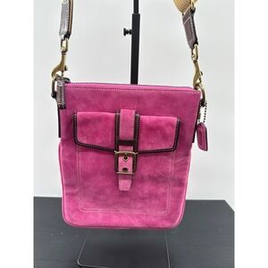 Coach Soho Pink Suede Swingpack Crossbody Y2K Small Buckle Bag